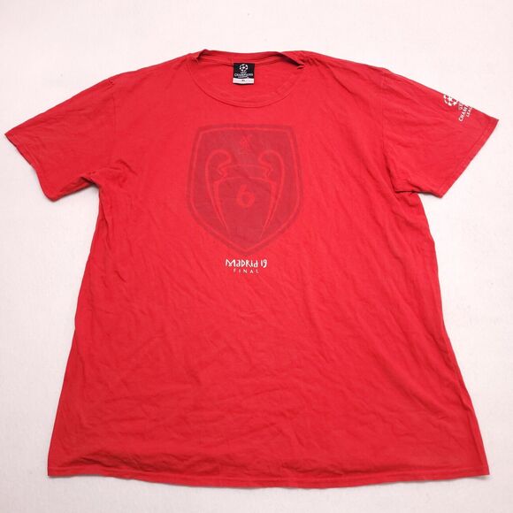 UEFA Champions League Madrid 19 Final Casual T Shirt Adult Mens Size XL Red - Picture 2 of 10